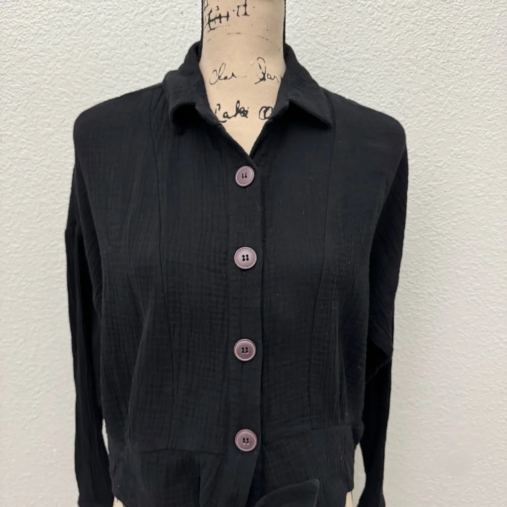 Free People Sunstreaks Tie Front Top Blouse Size Small - Picture 3 of 13